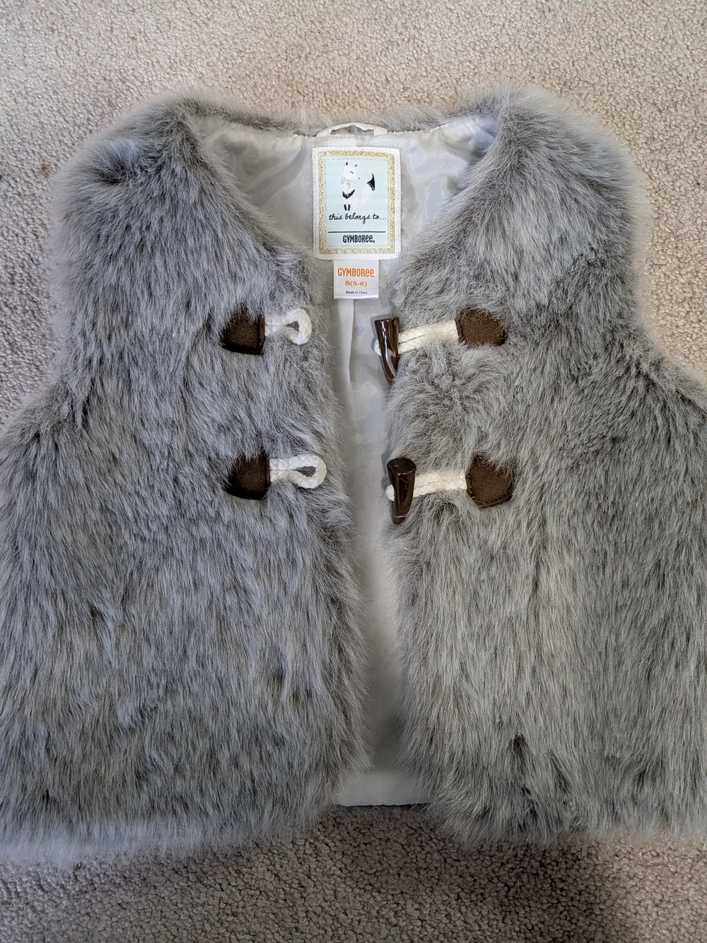Girls Faux Fur Vest in Light Gray